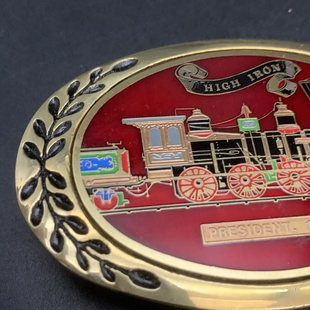 Vintage Heritage Buckles Brass High Iron Train President 1859 Belt Buckle Locom